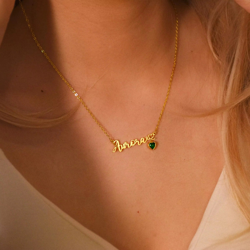 Collier personnalisé pierre de naissance cœur