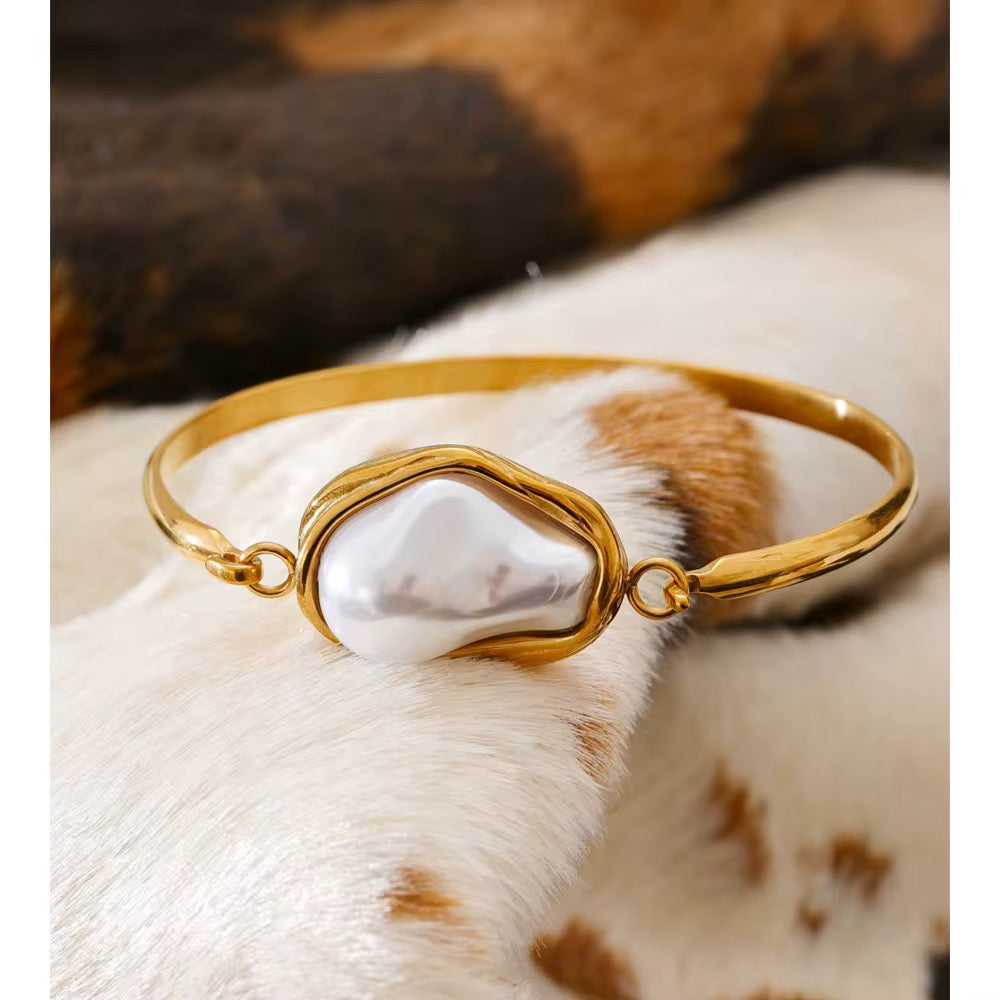 Bracelet perles baroques tendance plaqué or 18k