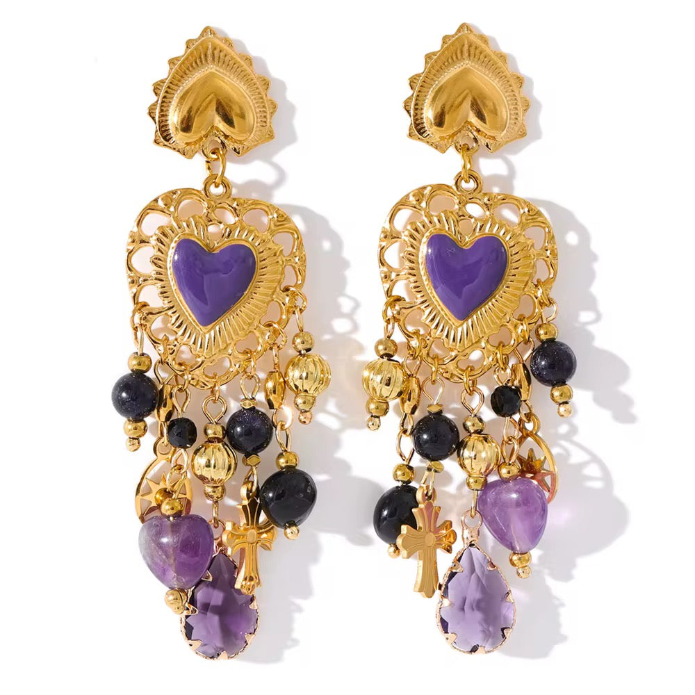 Boucles d’oreilless pendante plaqué or 18k