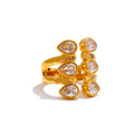 Bague ajustable cubique brillant plaqué or 18k