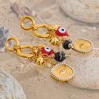 Boucles d’oreilles porte bonheur  pendante plaqué or 18k