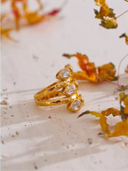 Bague ajustable cubique brillant plaqué or 18k