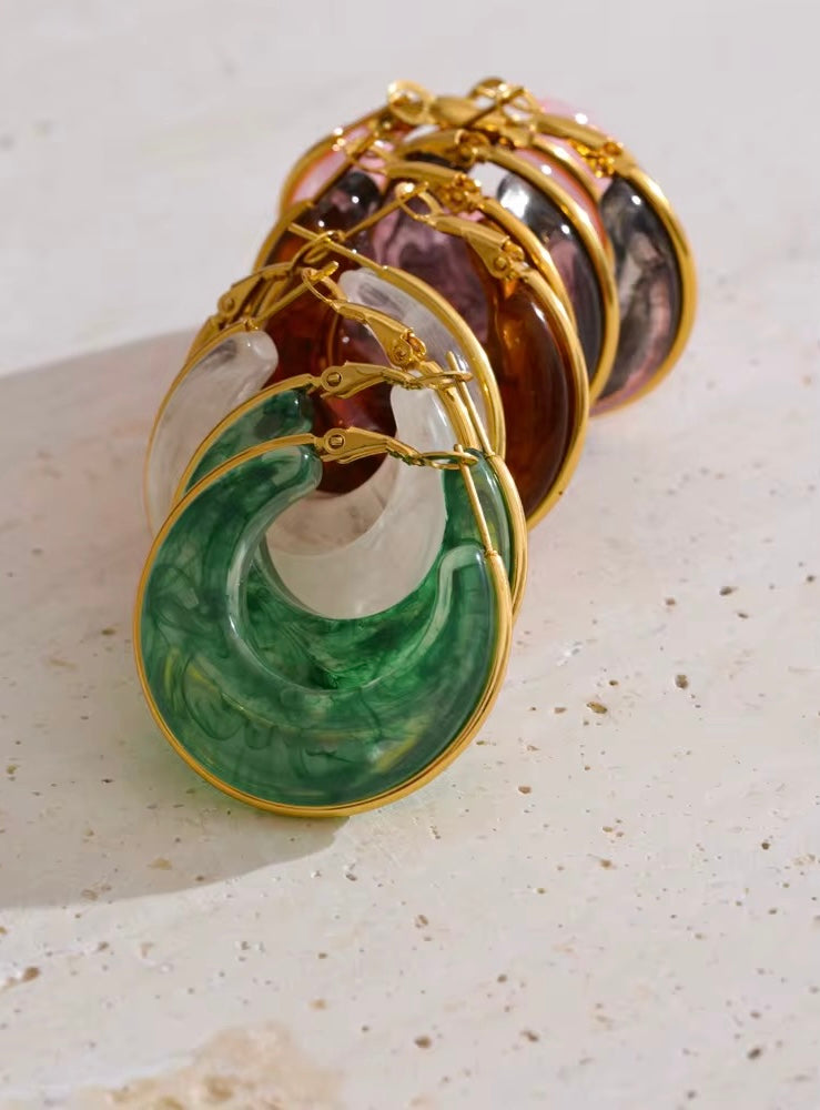 Boucles d’oreilles créoles acétate colorés