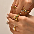 Bague diana diamants coloré tendance plaqué or