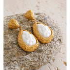 Boucles d’oreilles perles baroques tendance plaqué or 18k femme