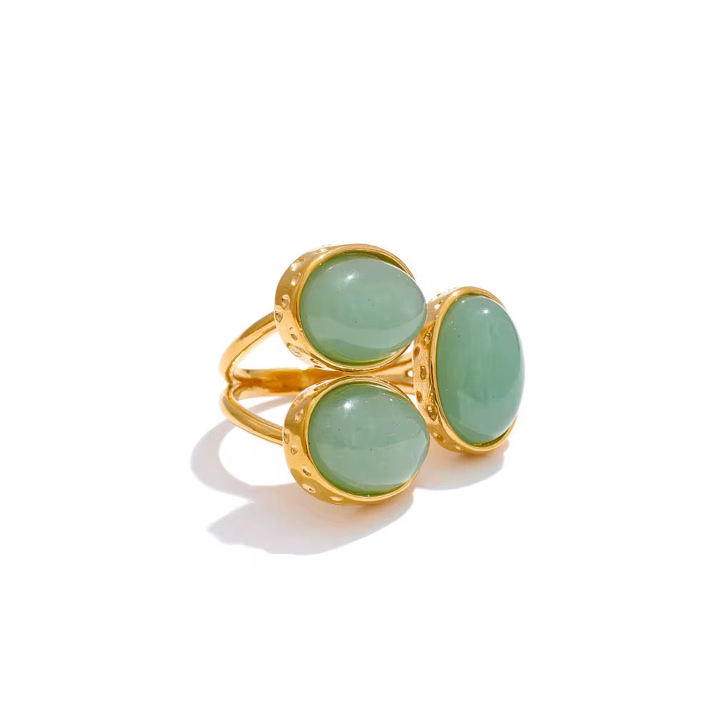 Bague pierre naturelle aventurine plaqué or