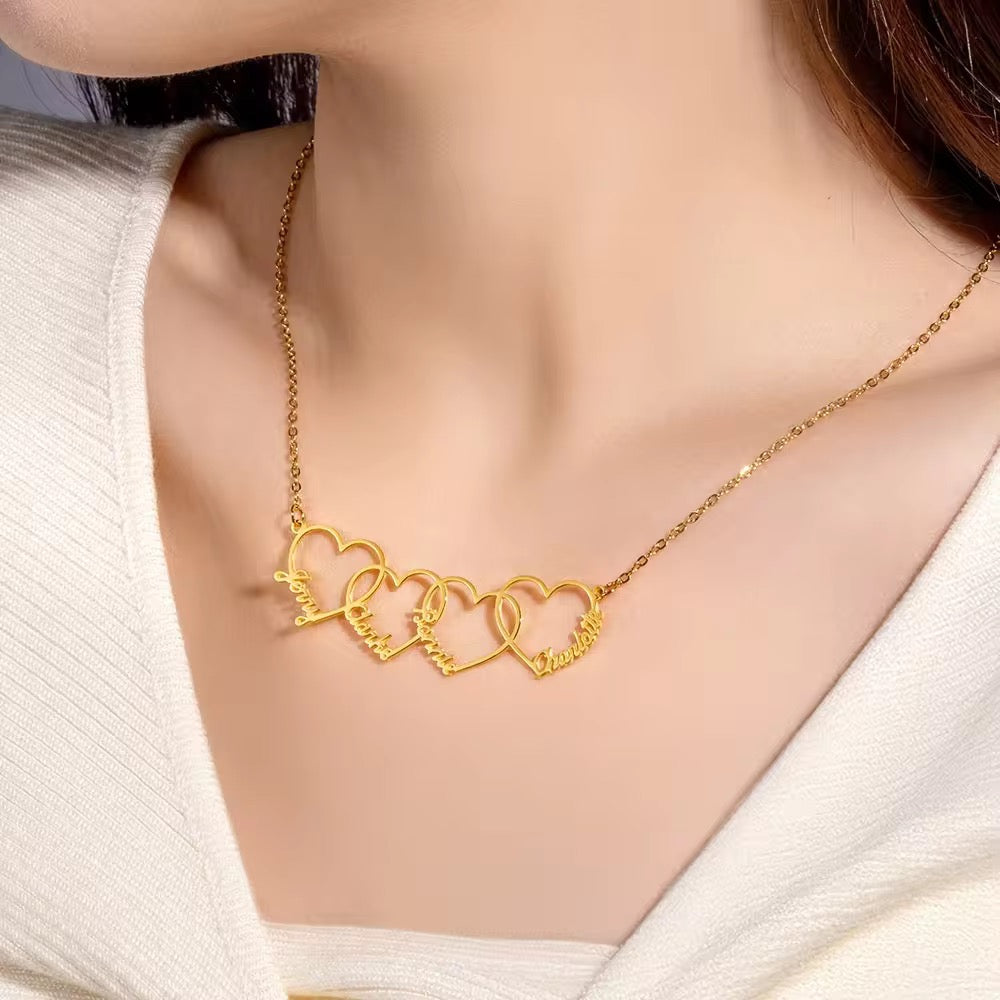 Collier cœur(s) personnalisés -prénoms gravés