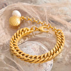 Bracelet perla d'océan plaqué or 18k