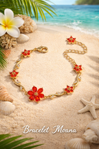 Bracelet moana fleur rouge
