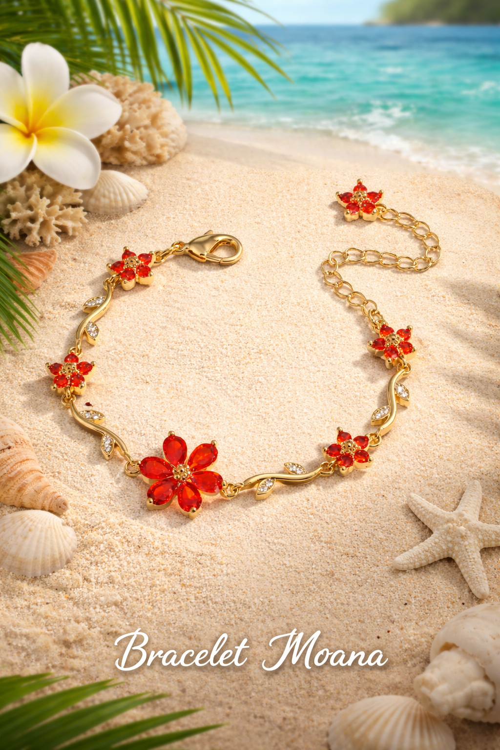 Bracelet moana fleur rouge