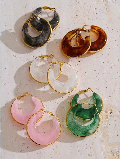 Boucles d’oreilles créoles acétate colorés