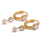 Boucles d’oreilles pendantes strass plaqué or 18k