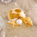 Bague charms océan plaqué or