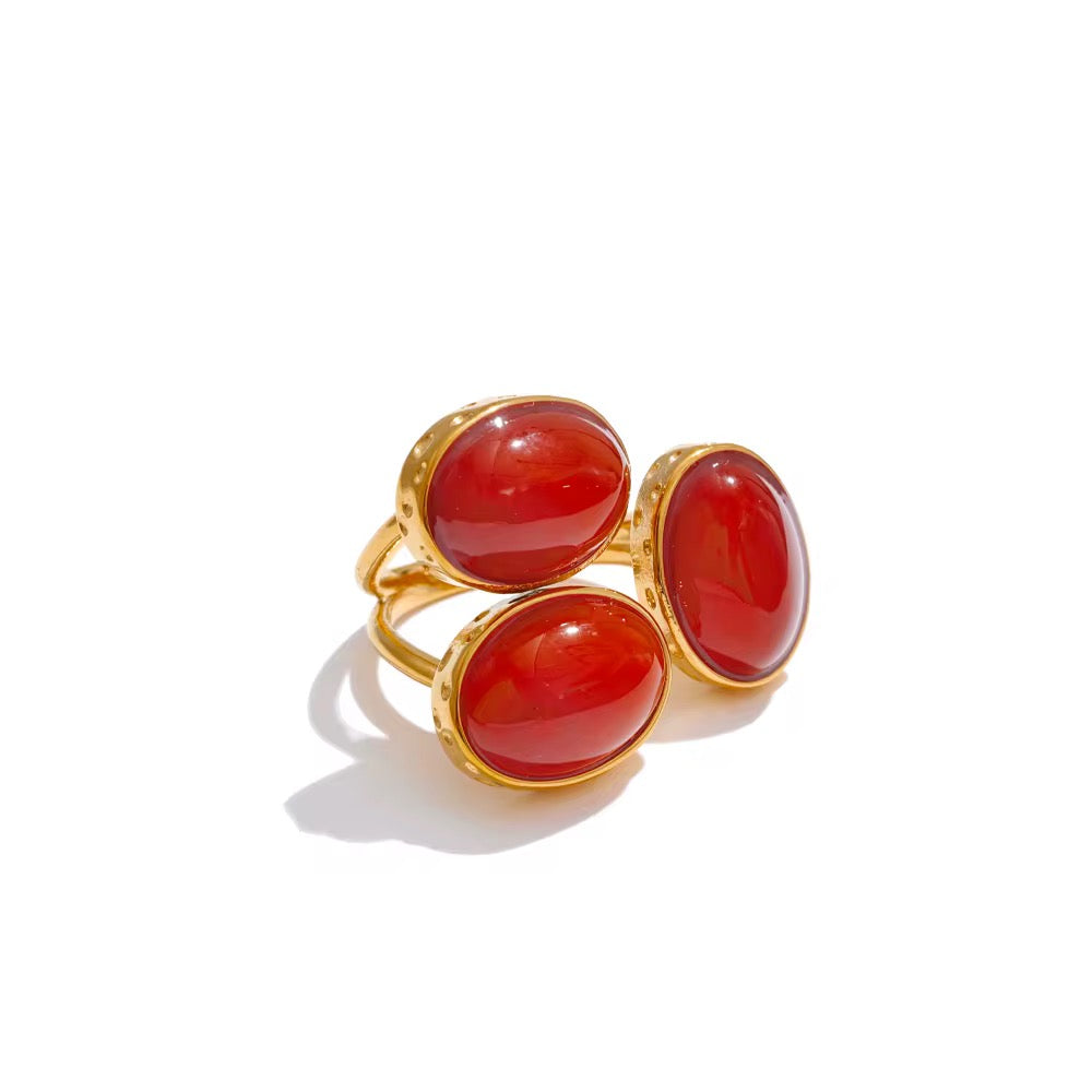 Bague pierre naturelle aventurine plaqué or