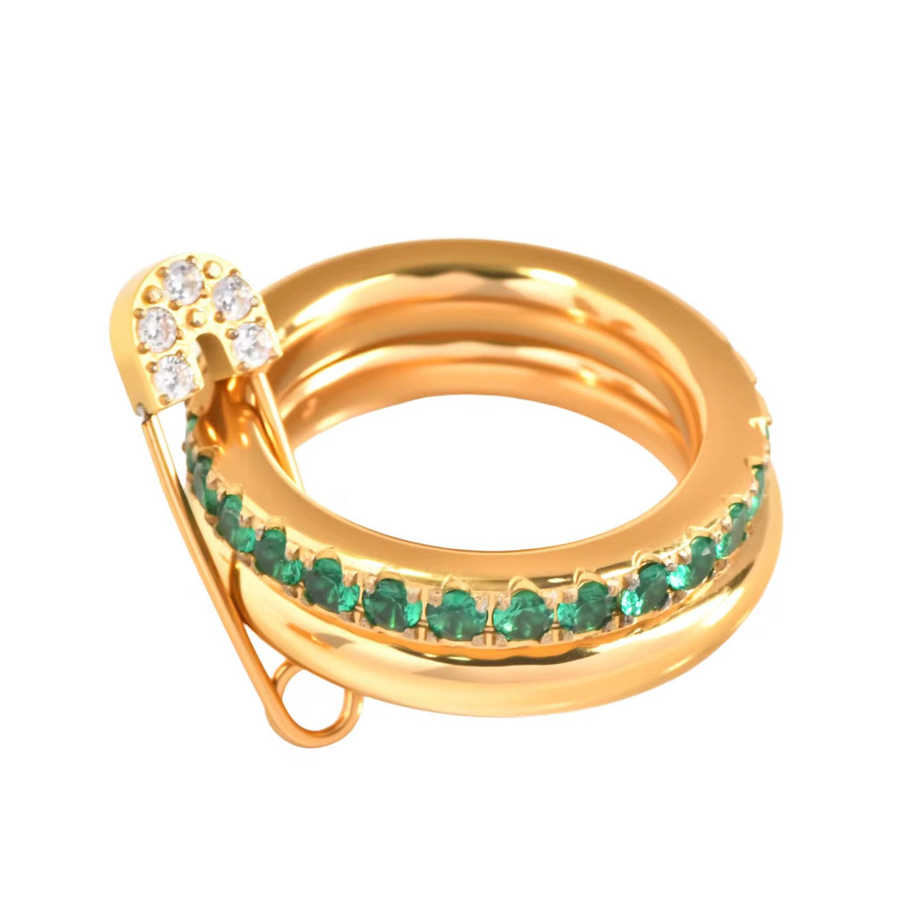 Bague diana diamants coloré tendance plaqué or