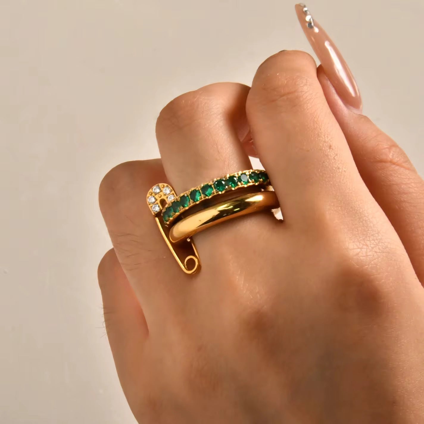 Bague diana diamants coloré tendance plaqué or