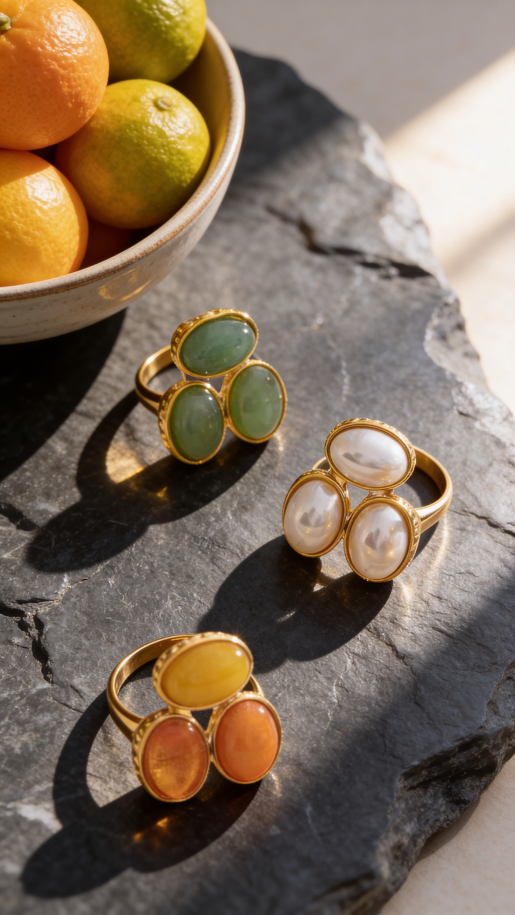 Bague pierre naturelle aventurine plaqué or