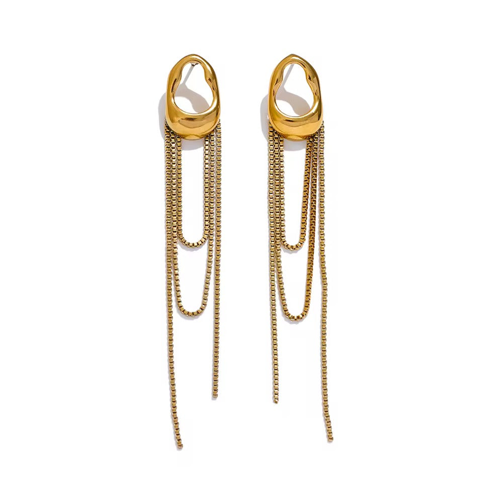 Boucles d'Oreilles Sculpturales Dorées Pendantes