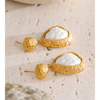 Boucles d’oreilles perles baroques tendance plaqué or 18k femme