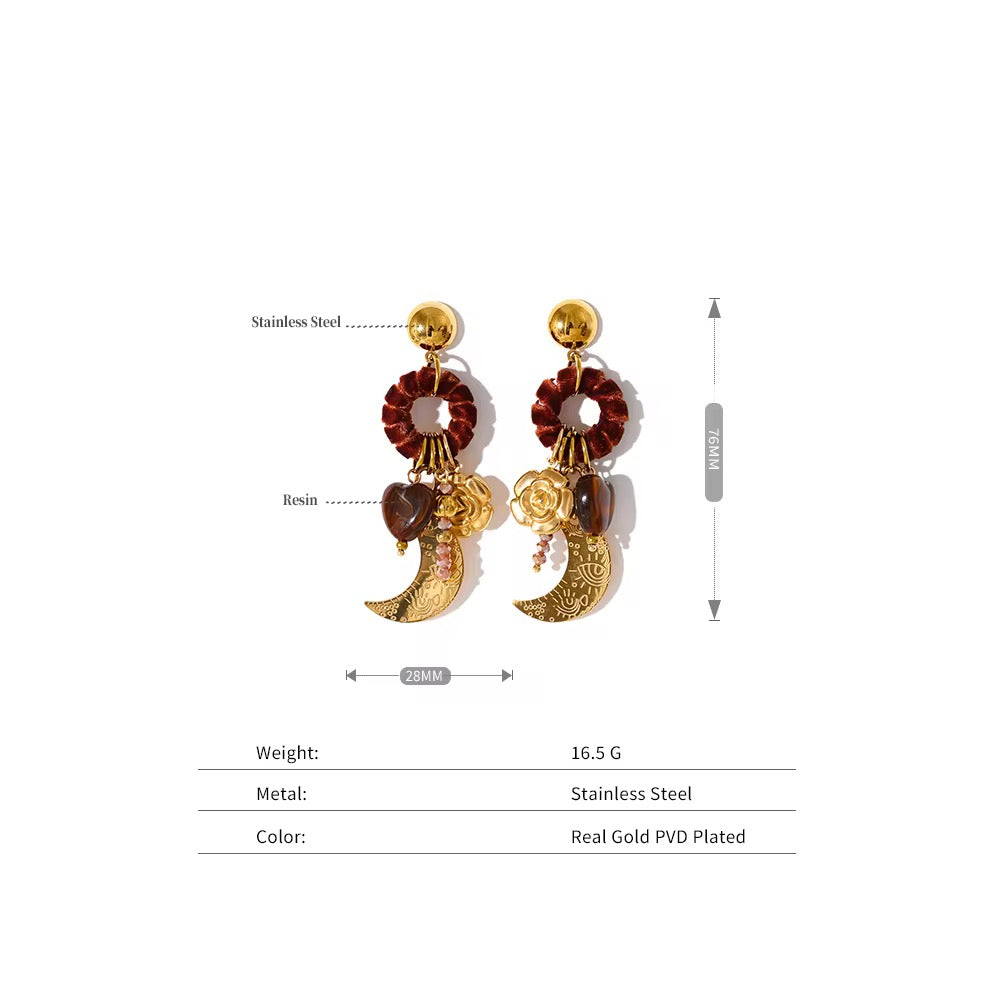 Boucles d’oreilles lune doré plaqué or 18k