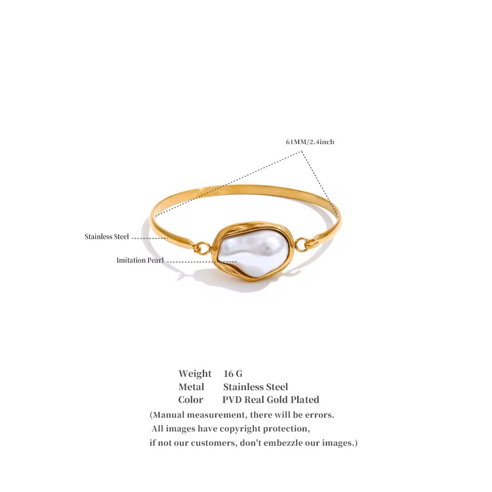 Bracelet perles baroques tendance plaqué or 18k