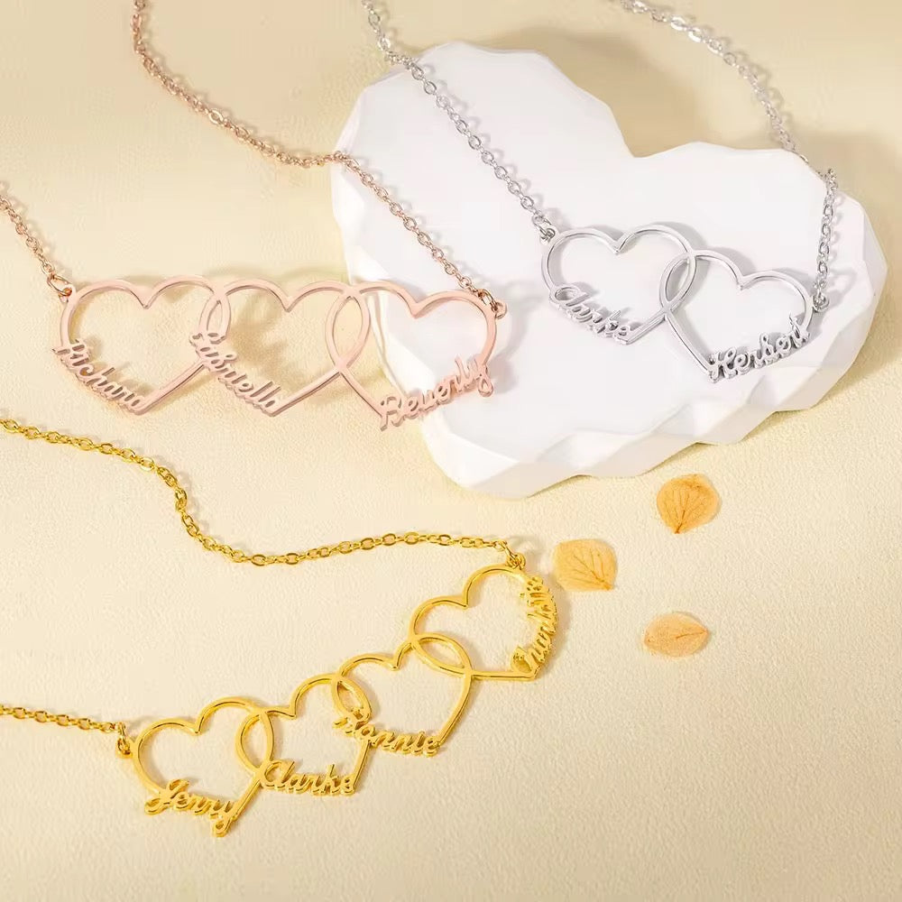Collier cœur(s) personnalisés -prénoms gravés