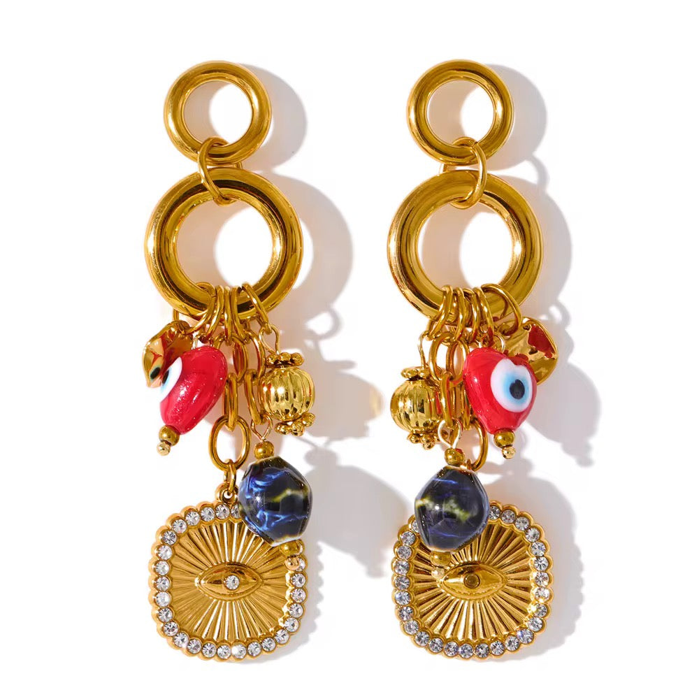 Boucles d’oreilles pendantes plaqué or 18k 