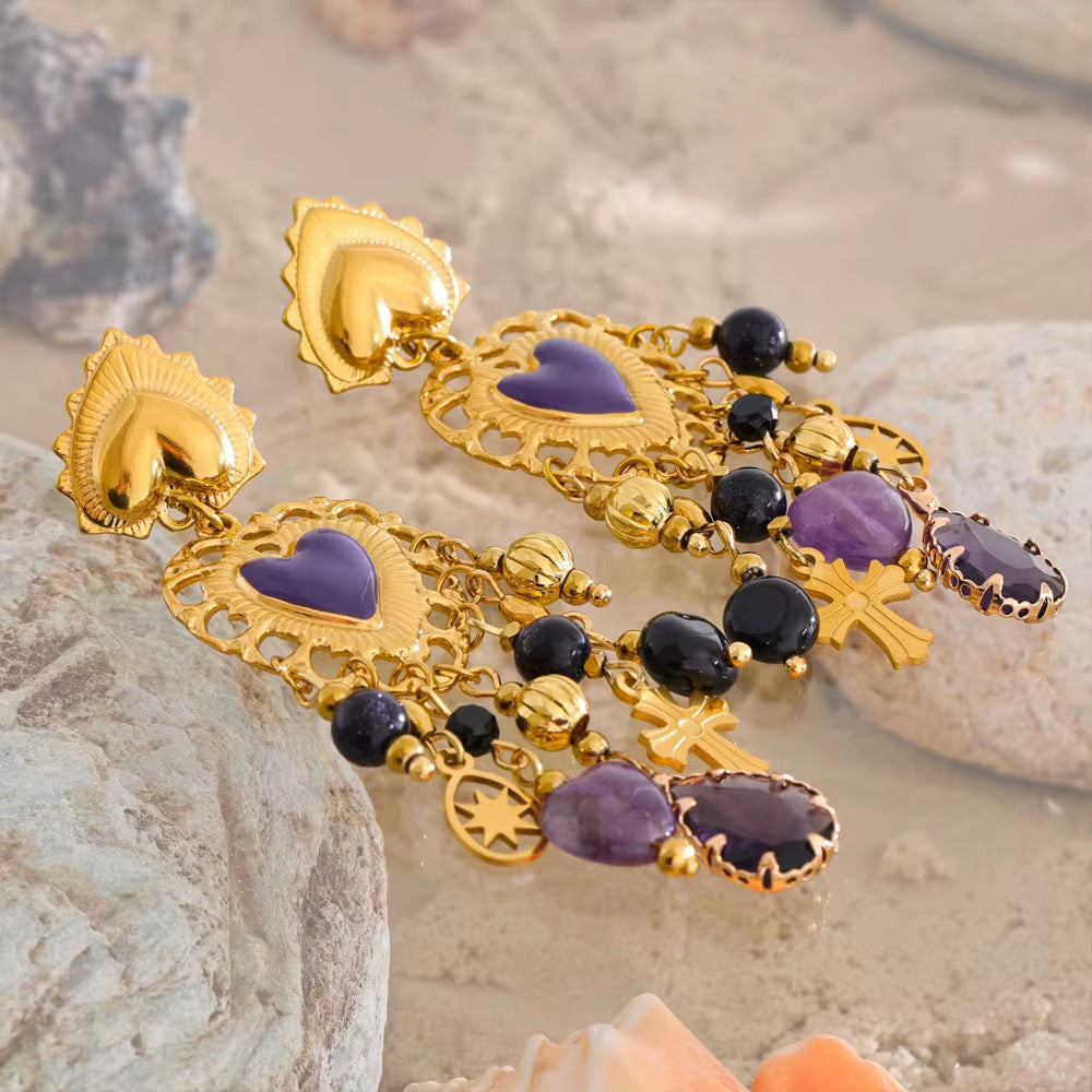 Boucles d’oreilless pendante plaqué or 18k