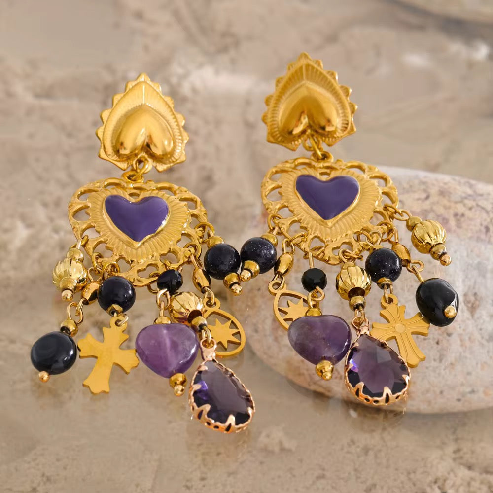 Boucles d’oreilless pendante plaqué or 18k