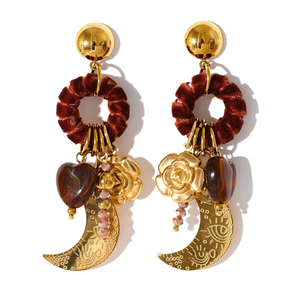 Boucles d’oreilles lune doré plaqué or 18k