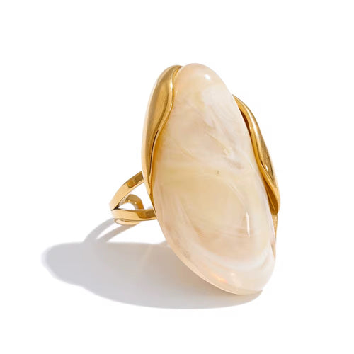 Bague élégante ambré plaqué or