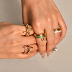 Bague diana diamants coloré tendance plaqué or