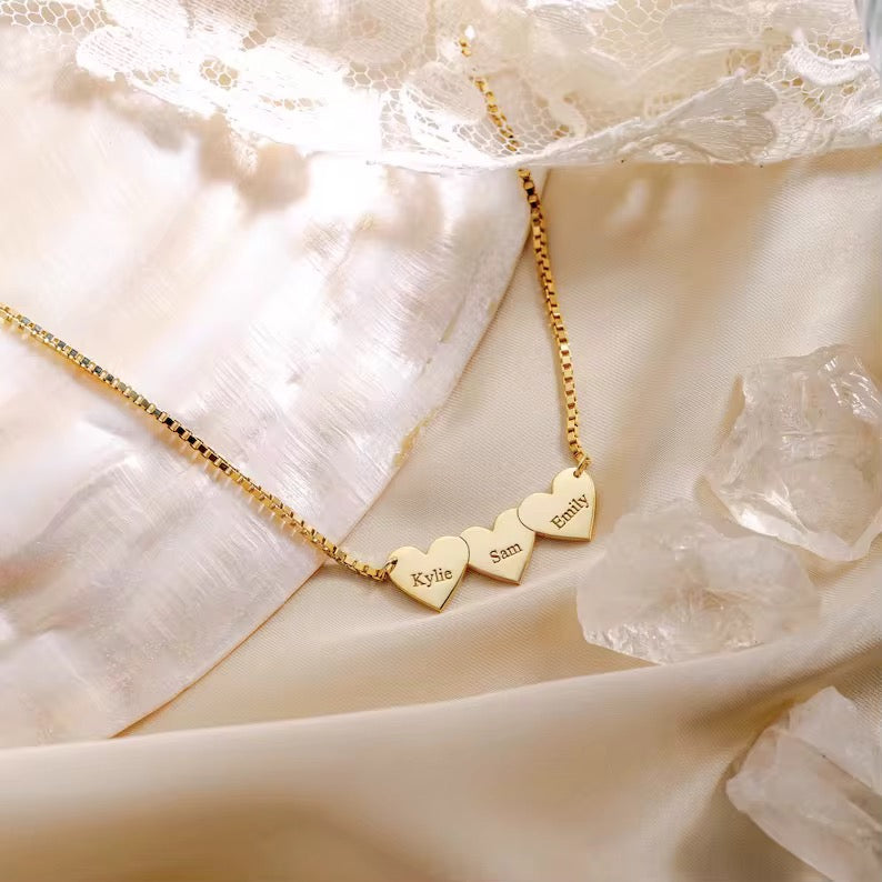 Collier cœurs personnalisés  prénom cadeau unique