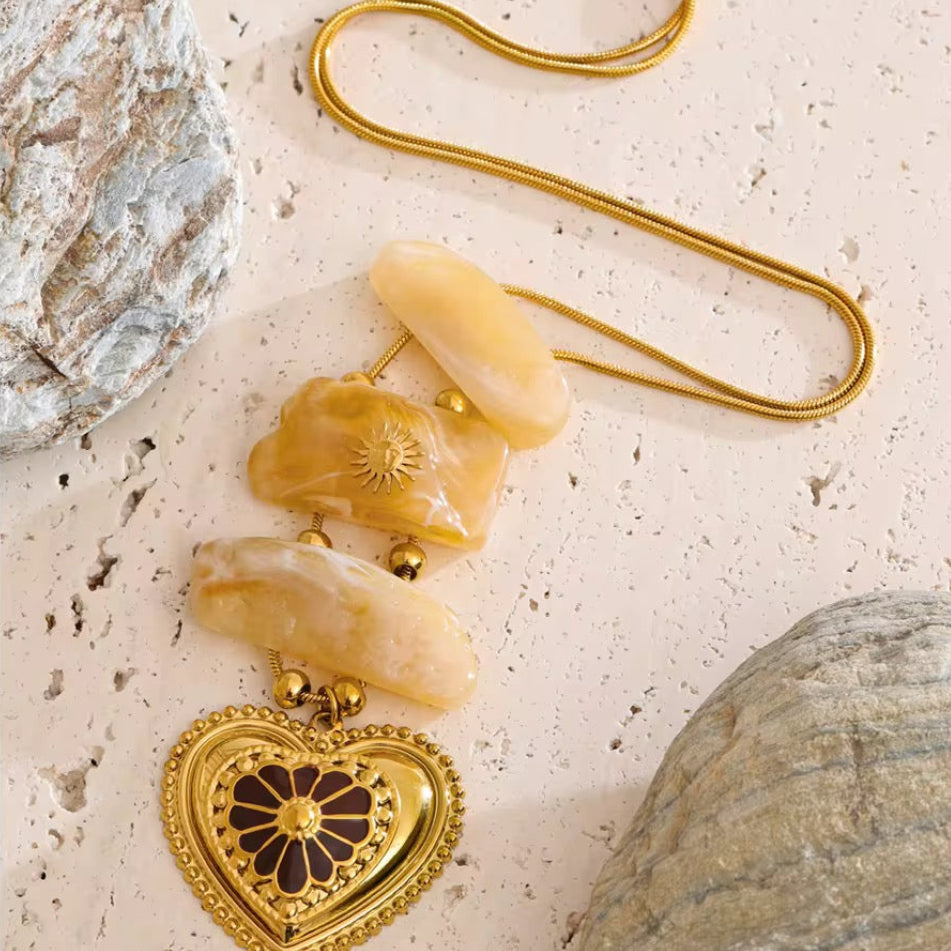 Collier amour vintage ambré