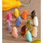 Bague effet marbre coloré plaqué or 18k acier inoxydable