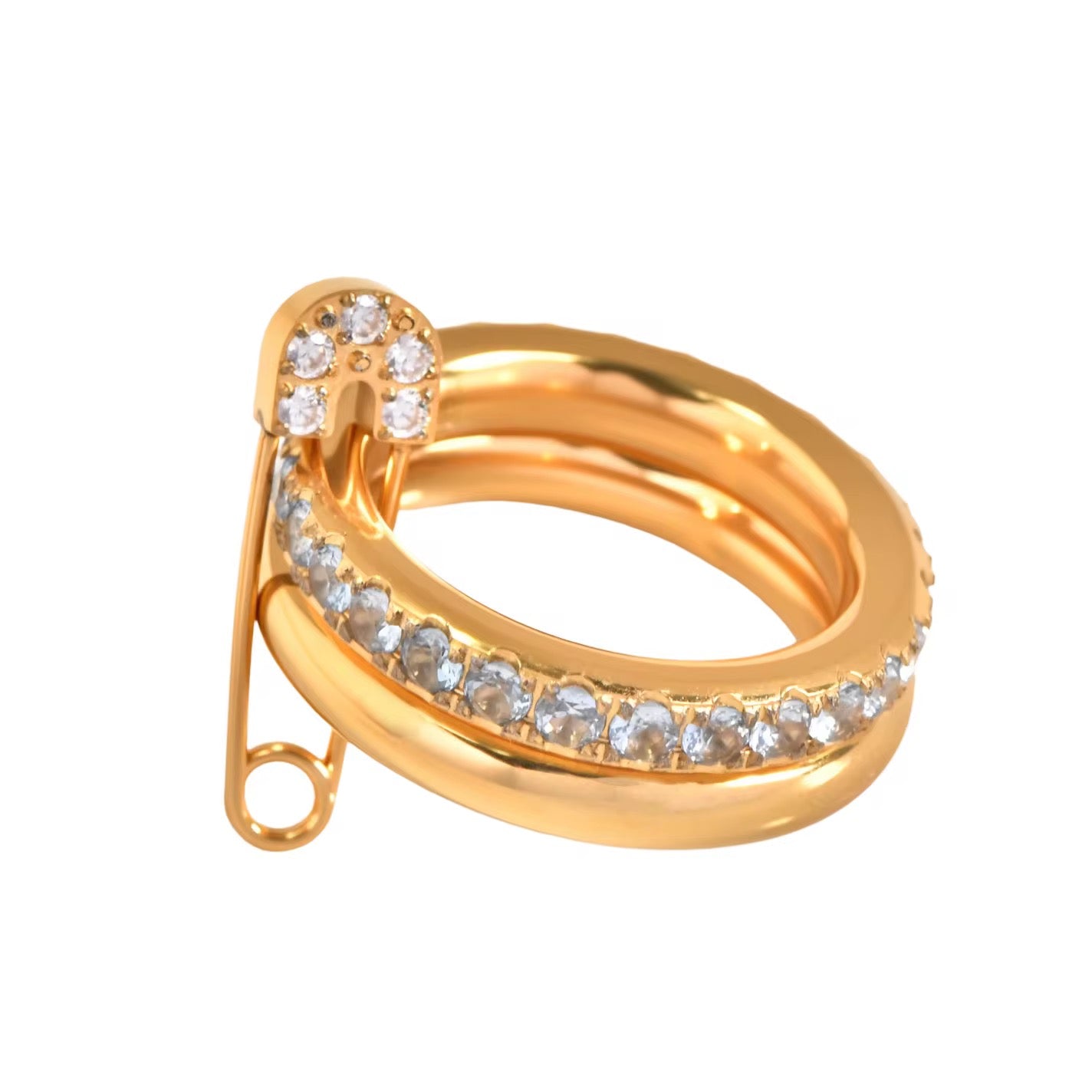 Bague diana diamants coloré tendance plaqué or