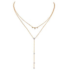 Collier Double Rang Doré Lariat & Cristaux