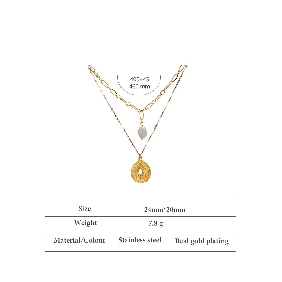 Collier Étoile du Nord superposable doré avec pendentif perlé
