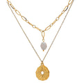 Collier Étoile du Nord superposable doré avec pendentif perlé