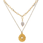Collier Étoile du Nord superposable doré avec pendentif perlé