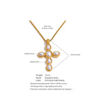 collier croix femme plaqué or perles blanches , chaine torsadé - DayanaBijoux