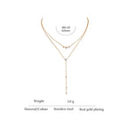 Collier Double Rang Doré Lariat & Cristaux