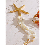 Collier Étoile de Mer Dorée & Pierres Naturelles Blanches