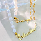 Collier personnalisé perles & chaîne- prénom au choix