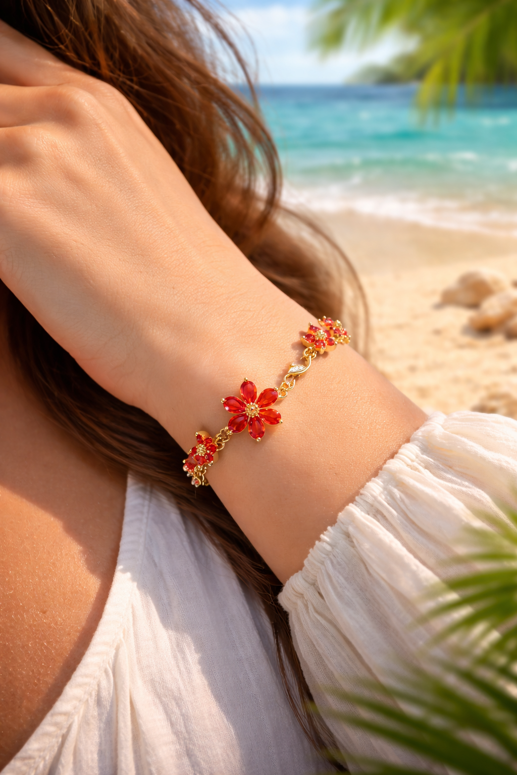Bracelet moana fleur rouge