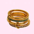 Bague empilable diamants verts plaqué or