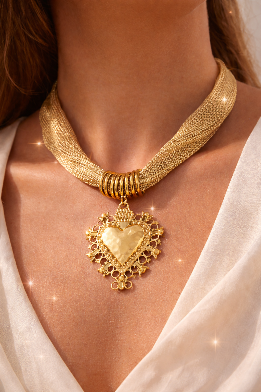 Collier pendentif cœur plaqué or 18 ct