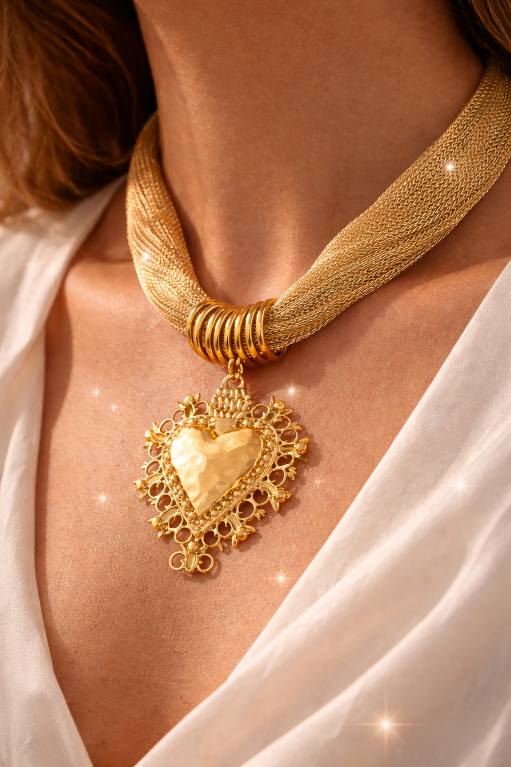 Collier pendentif cœur plaqué or 18 ct