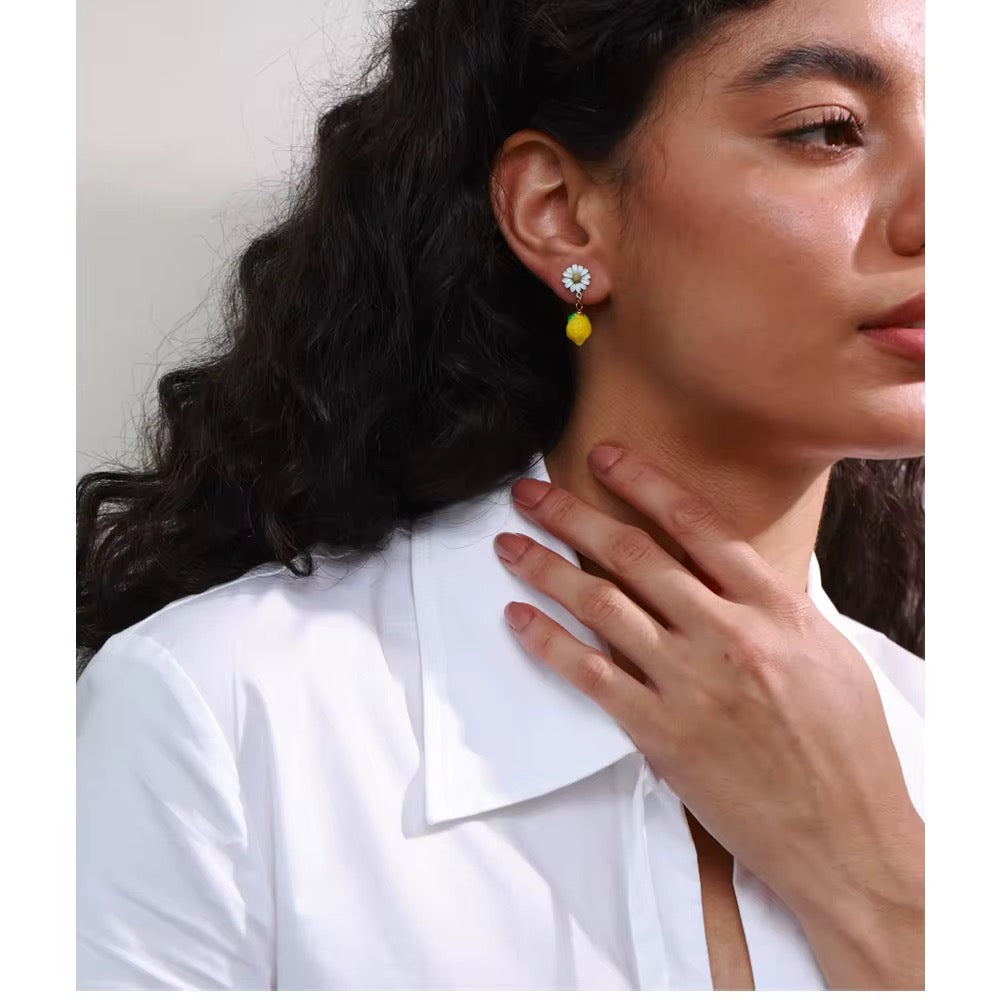 Boucles d’Oreilles Dolce Limone™ – L’Éclat Méditerranéen en Acier Inoxydable Doré 18K
