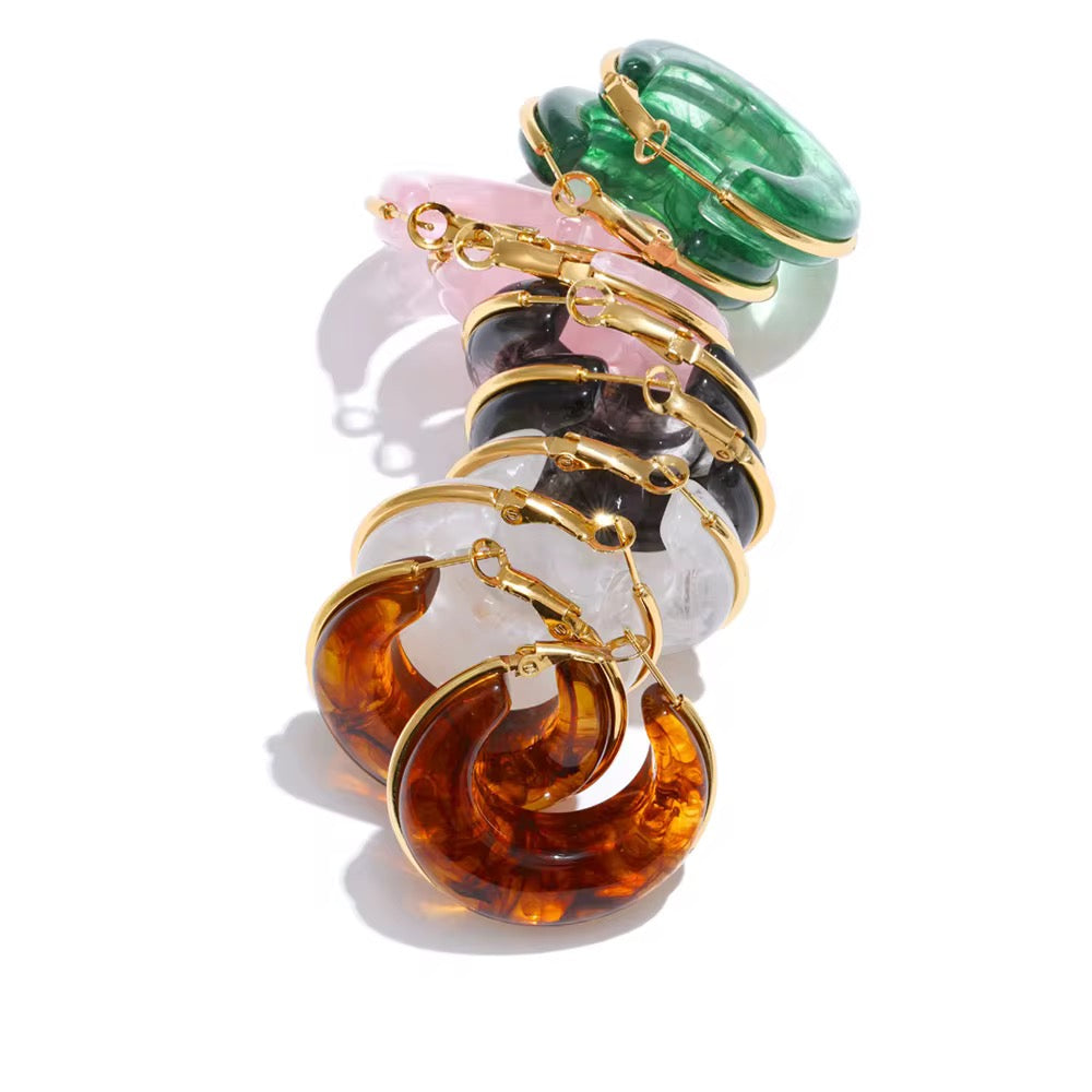 Boucles d’oreilles créoles acétate colorés